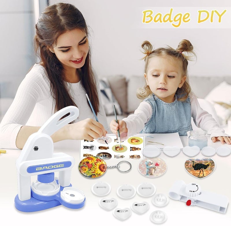 Nexstron 76Pcs Button Maker Machine Pins, Magnets & Keychains Refill Pack, Pin Maker Installation-Free 55mm+35mm DIY Magnet Maker Press Machine Kit Magnet & Keychain&Circle Cutter&Scissors - Image 5